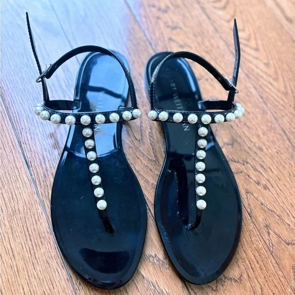 Stuart Weitzman size 11 pearl studded jelly flat sandals - Picture 10 of 10